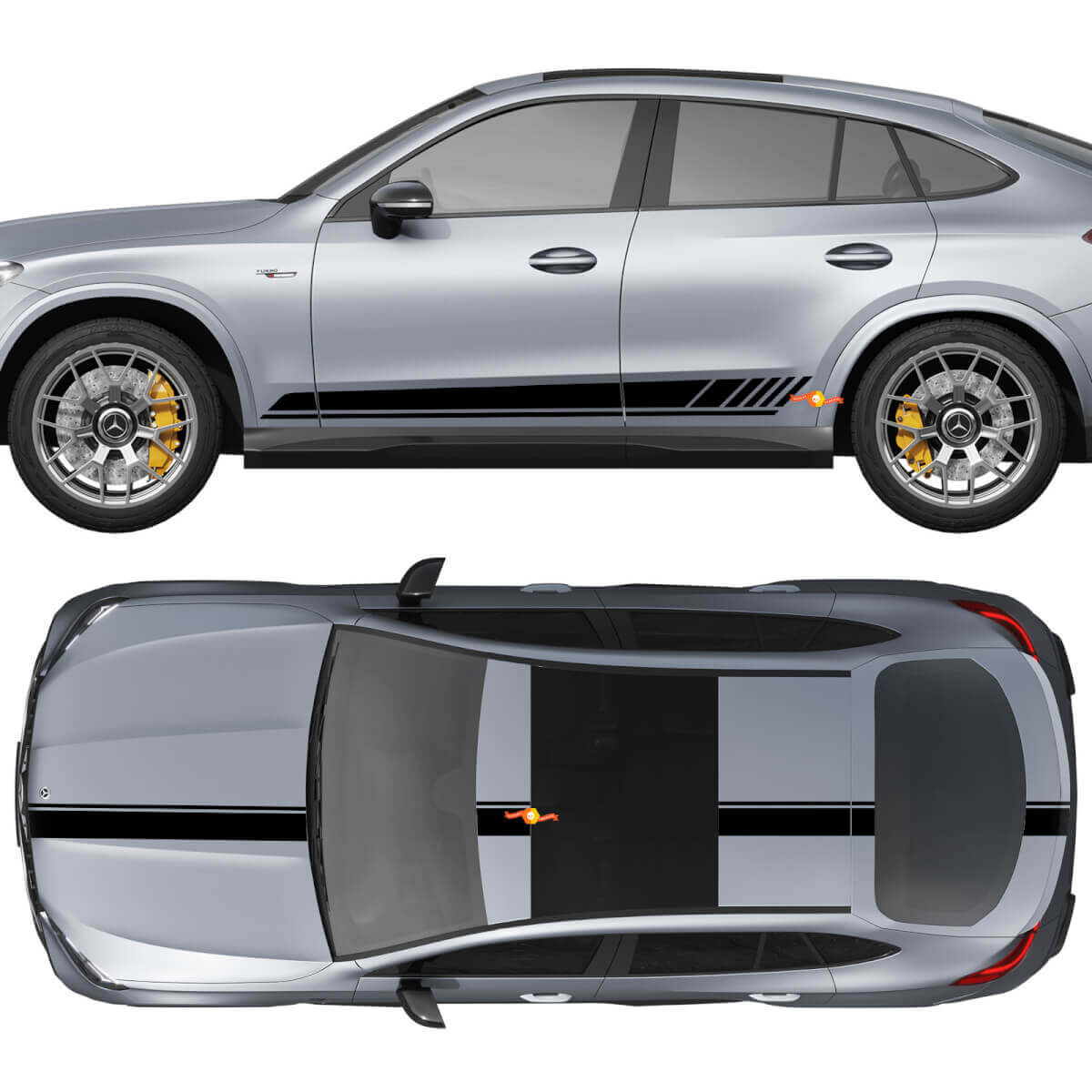 Racing-Stripes-Komplettset Vinyl-Aufkleber für Mercedes-Benz GLC-Klasse 2018-2023