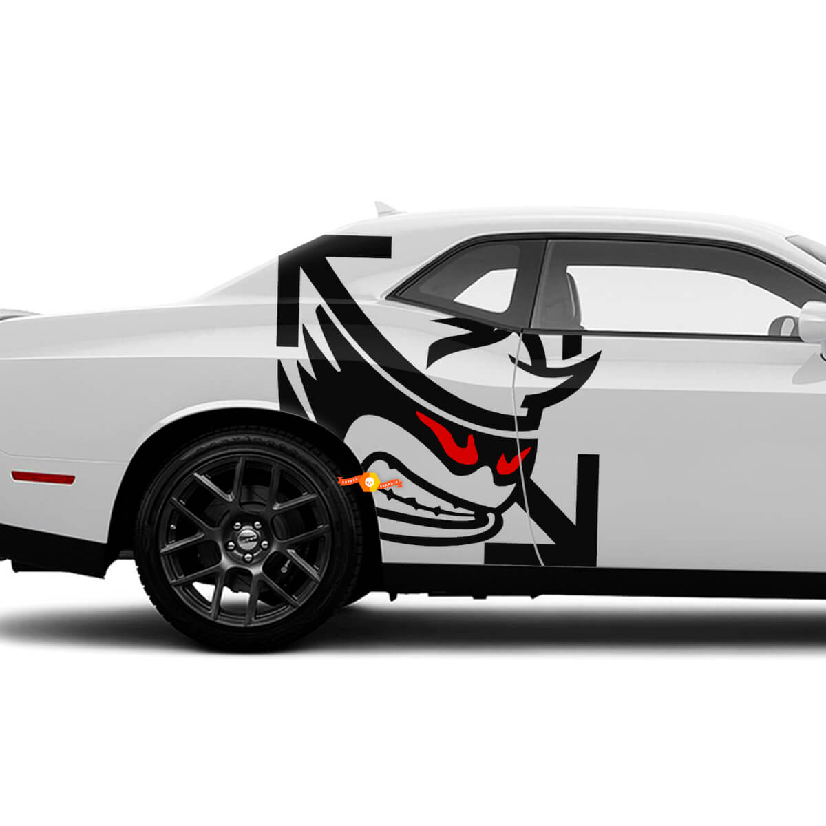 Zwei Farben SRT Scat Pack Red Eyes Seitenaufkleber für Dodge Challenger oder Charger
