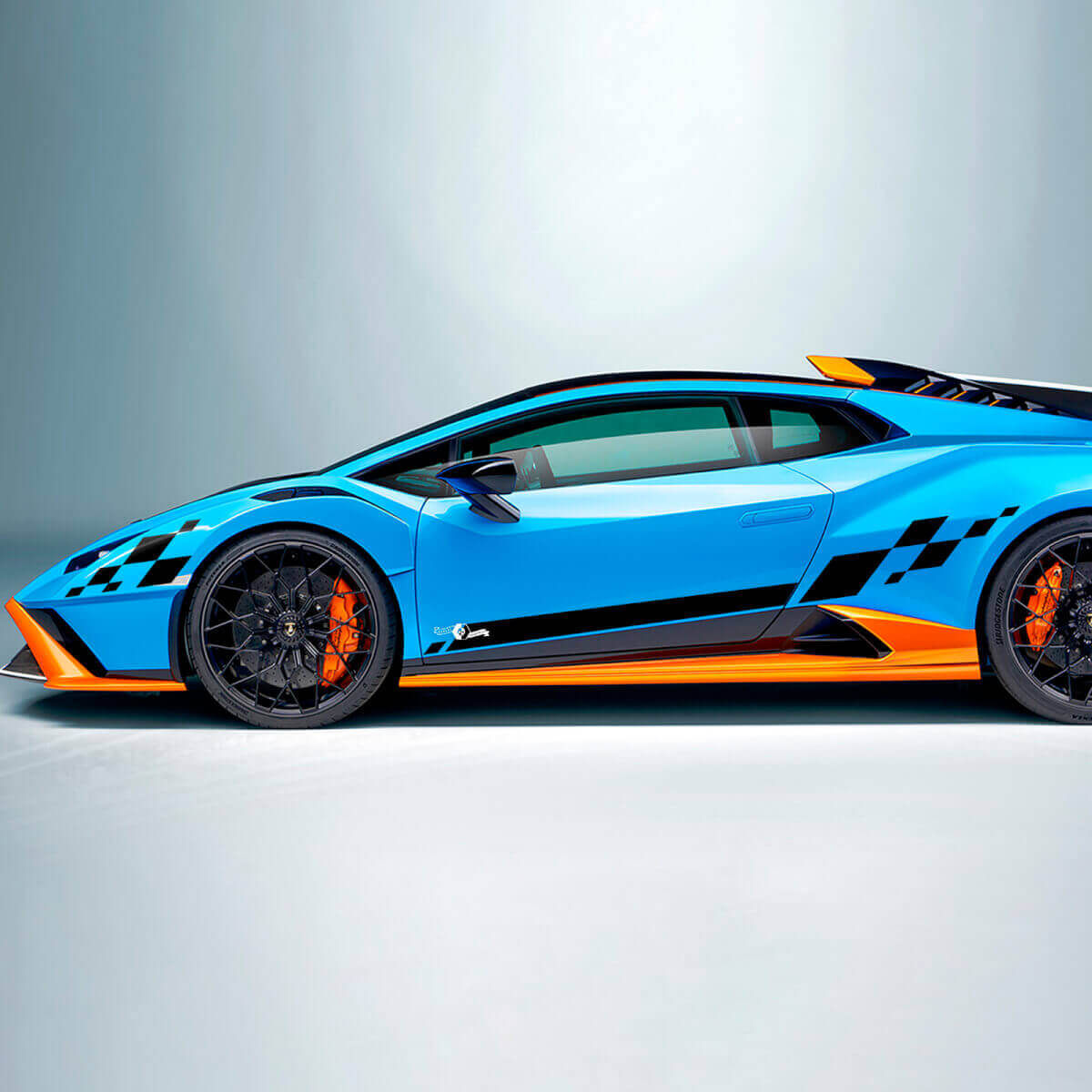 Schachbrett-Streifen-Flagge Seiten-Vinyl-Aufkleber Grafik für Lamborghini STO