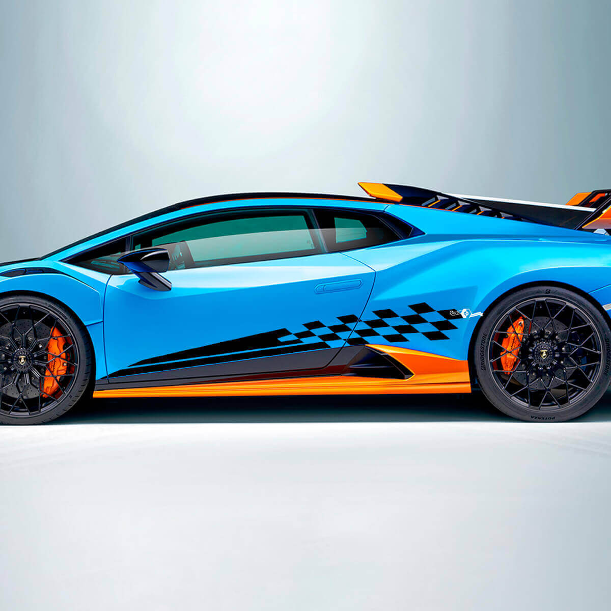 Schachbrett-Flaggenstreifen Seitenvinyl-Aufkleber Grafiken 3 für Lamborghini STO