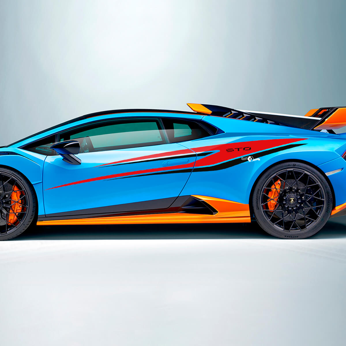 Zweifarbige Tribal-Streifen-Seiten-Vinyl-Aufklebergrafiken für Lamborghini STO
