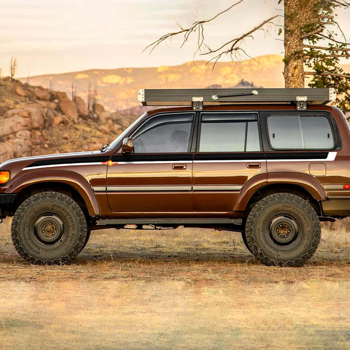 Vintage Seitenstreifen Vinylaufkleber für Toyota Land Cruiser 80 Serie
