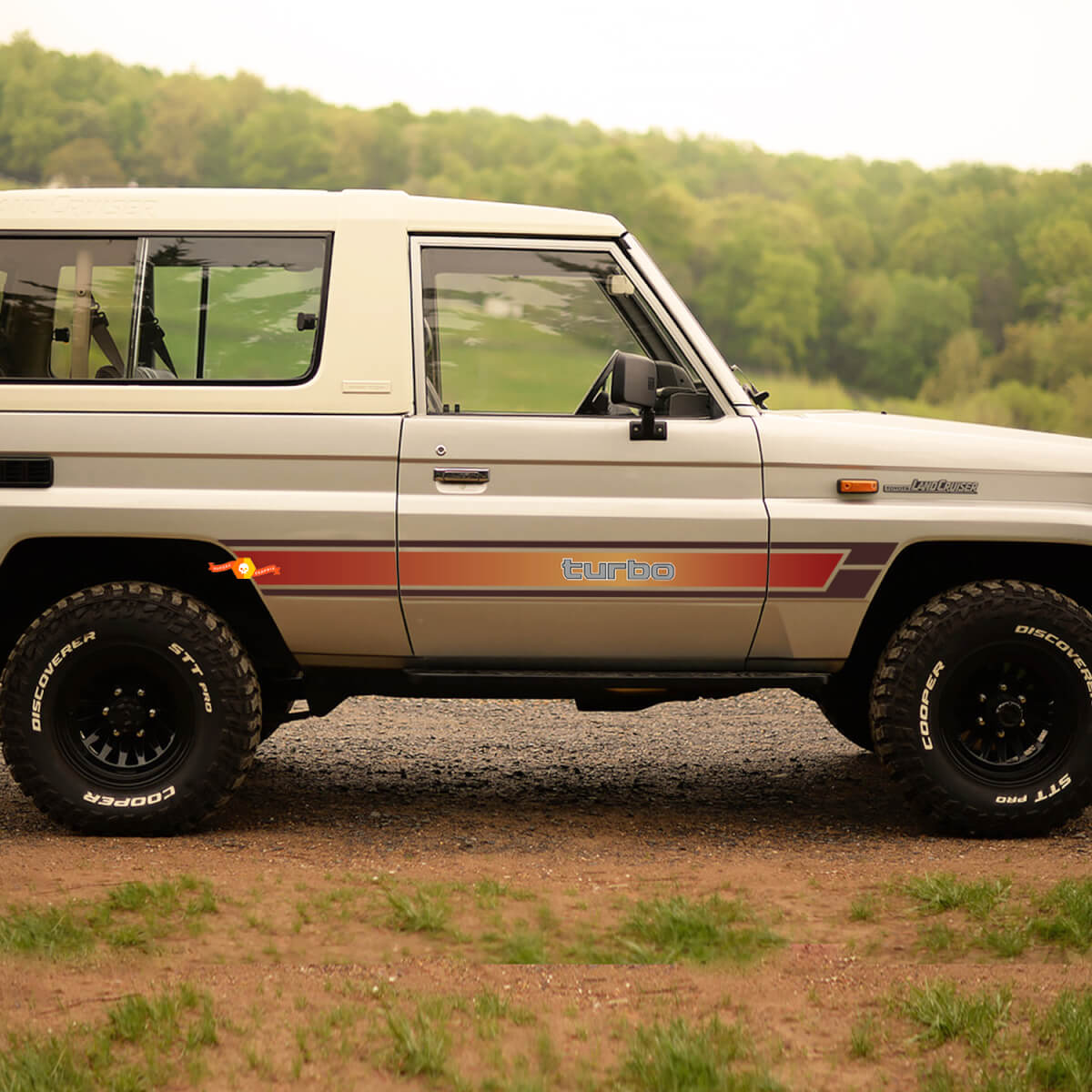 Seiten Retro Vintage Rocker Panel Streifen Aufkleber Grafiken für 1989 Toyota Land Cruiser
