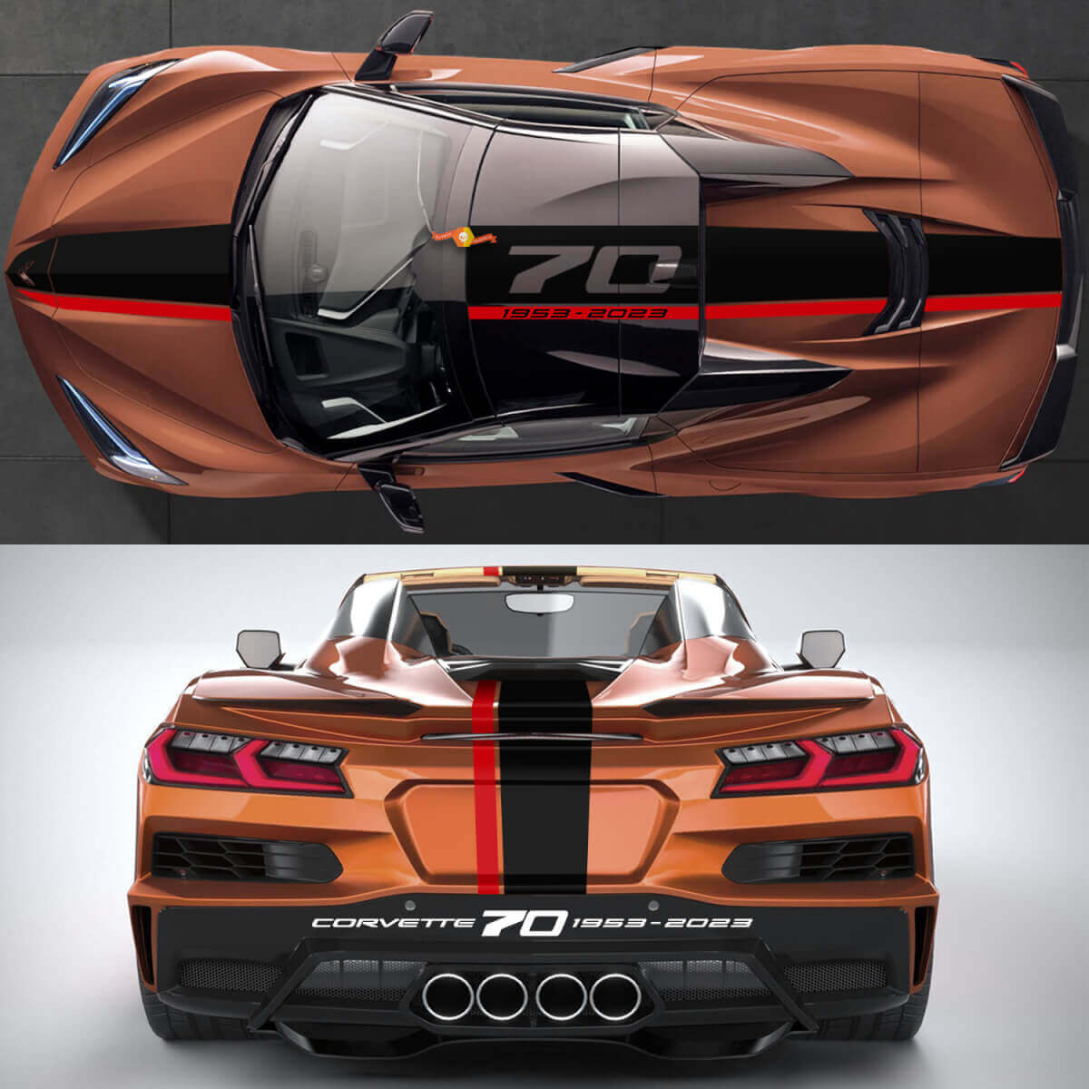 70. Jubiläums-Kit Aufkleber Streifen für Chevrolet Corvette Cabrio C8
