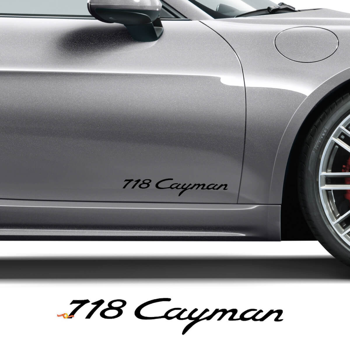 Markenschriftzug Seiten-Türen Vinyl-Aufkleber-Set für Porsche 718 Cayman
