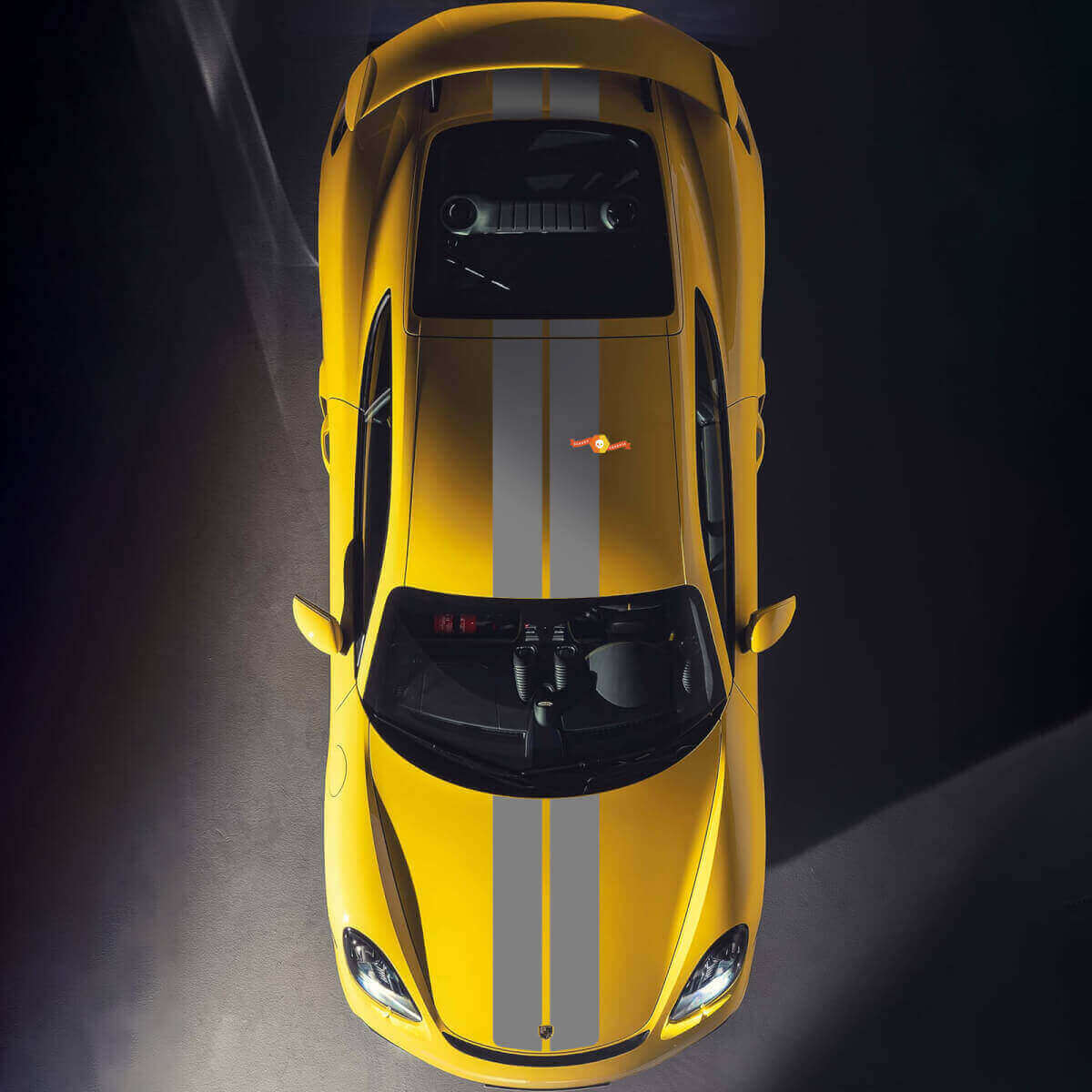 Doppel-Rennstreifen Vinyl-Set für Motorhaube und Dach für Porsche Cayman 718