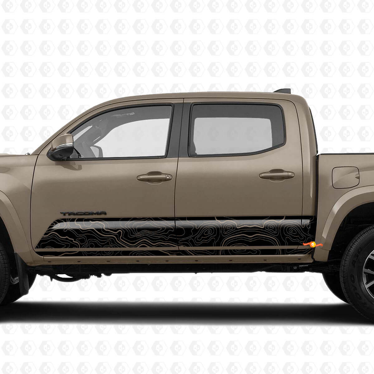 Seitenstreifen Topografische Karte auf Rocker Panel Vinyl Aufkleber Decal passend für Toyota Tacoma
