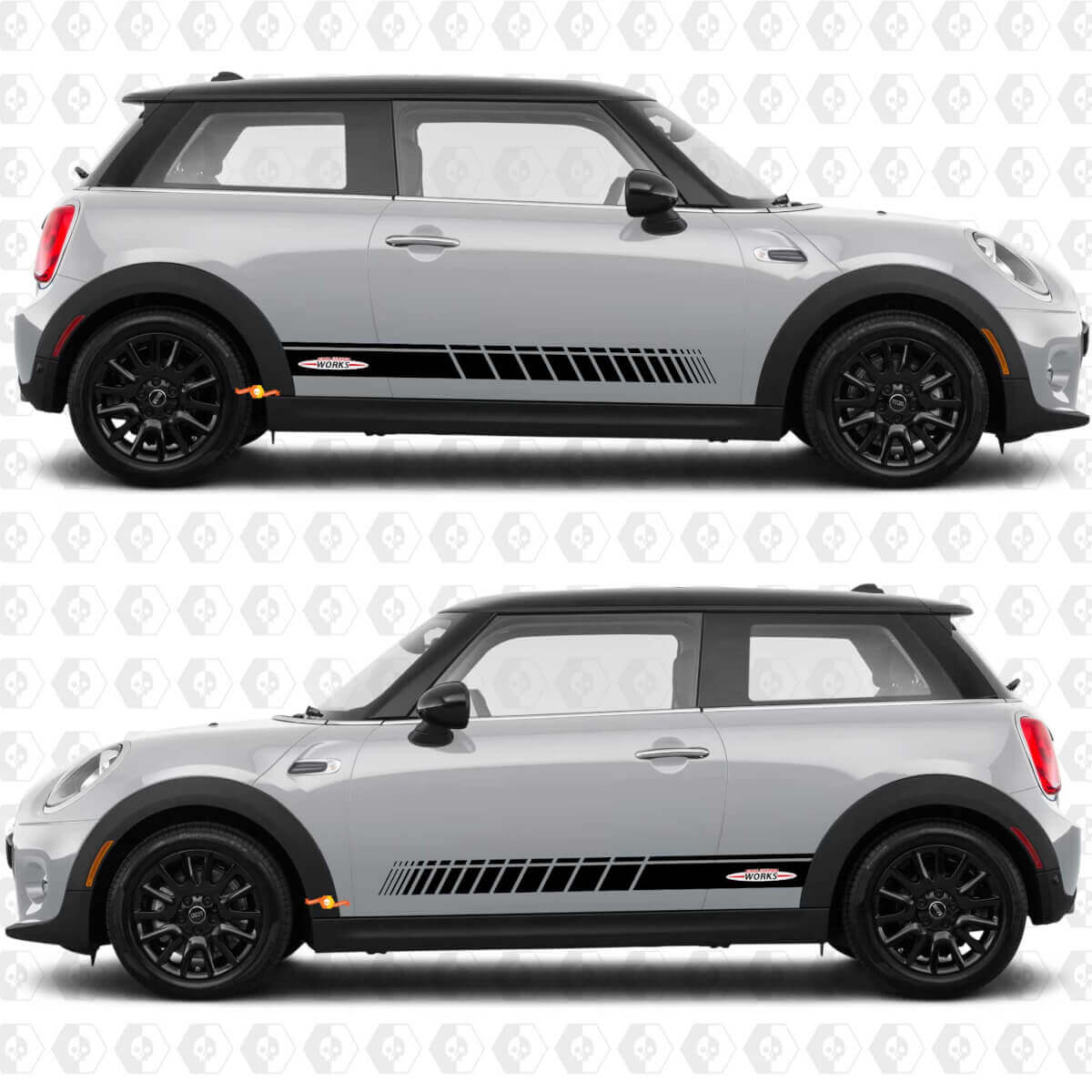Seitenstreifen Grafik Aufkleber John Cooper Works für Mini Cooper S
