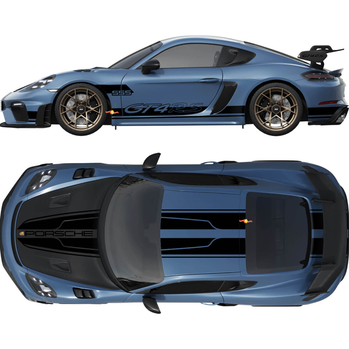 Doppelte Motorhauben-Dachstreifen-Aufkleber für Porsche Cayman 718
