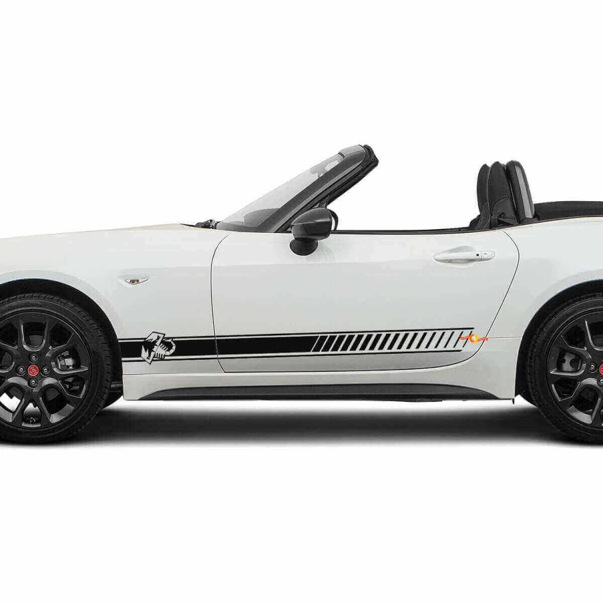 Racing Seitenstreifen Vinyl-Aufkleber-Kit für Fiat 124 Spider Abarth