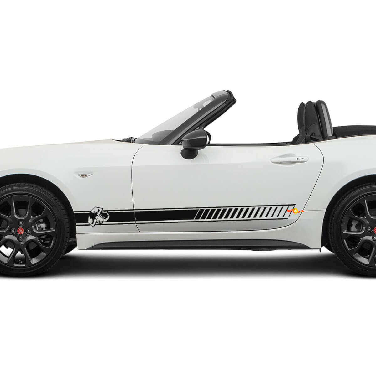 Seiten-Abarth-Racing-Streifen-Aufklebergrafik für Fiat 124 Spider Abarth
