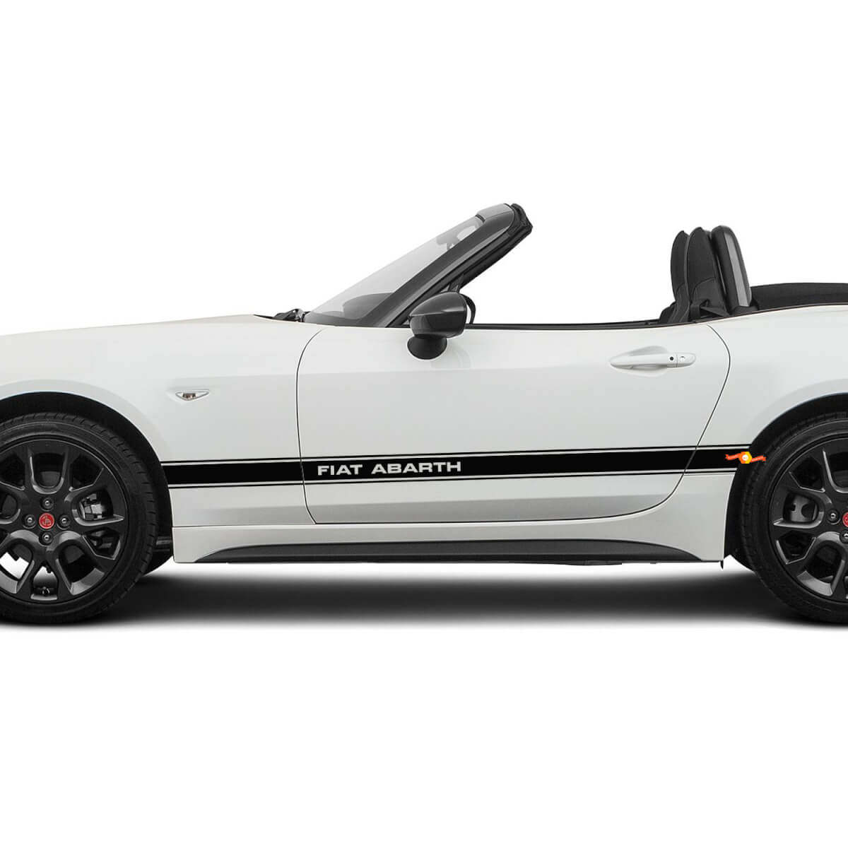 Seiten-Abarth-Rennstreifen-Aufklebergrafik für Fiat 124 Spider Abarth
