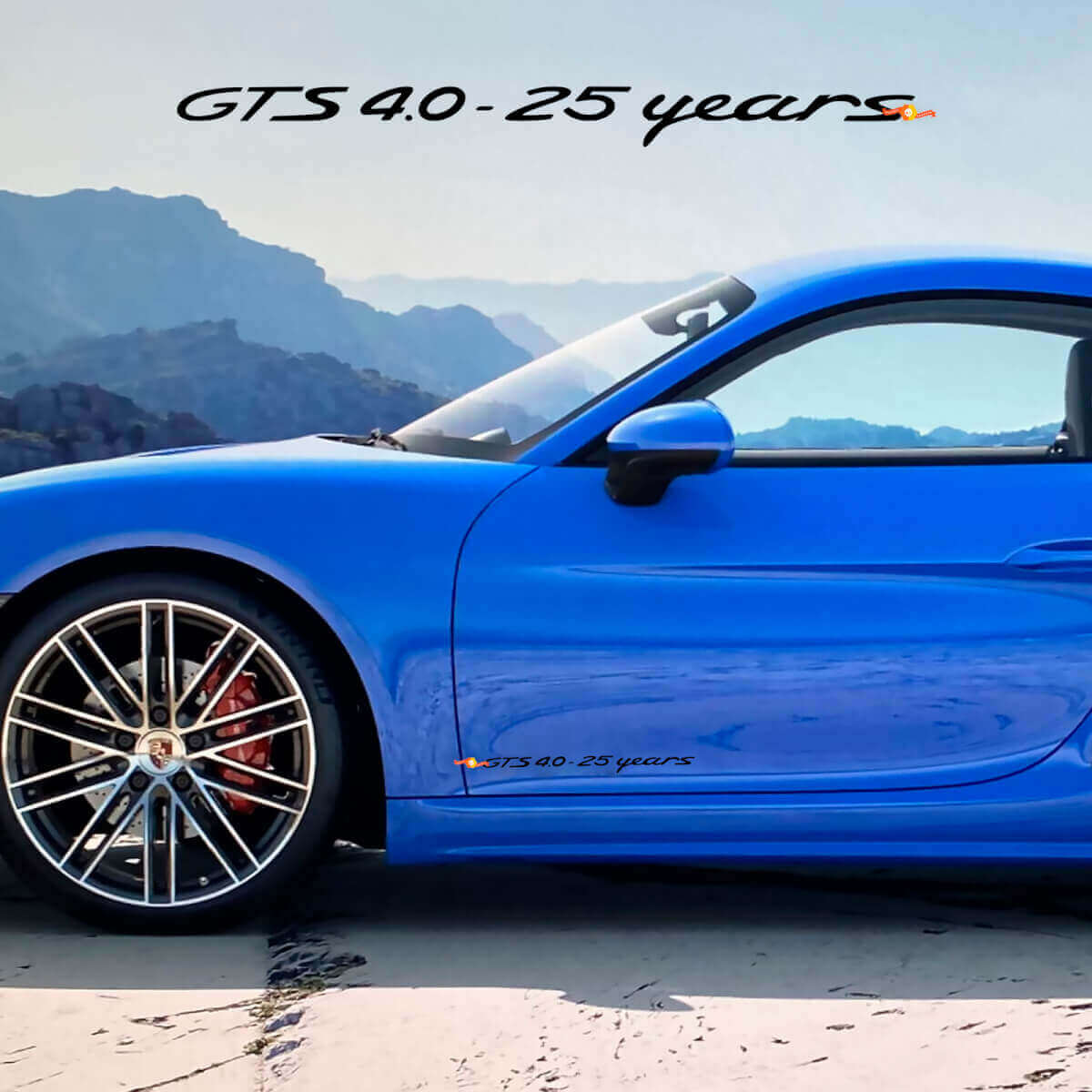 GTS 4.0 25 Jahre Vinyl-Aufkleber-Kit für die Seitentür des Porsche 718 Cayman