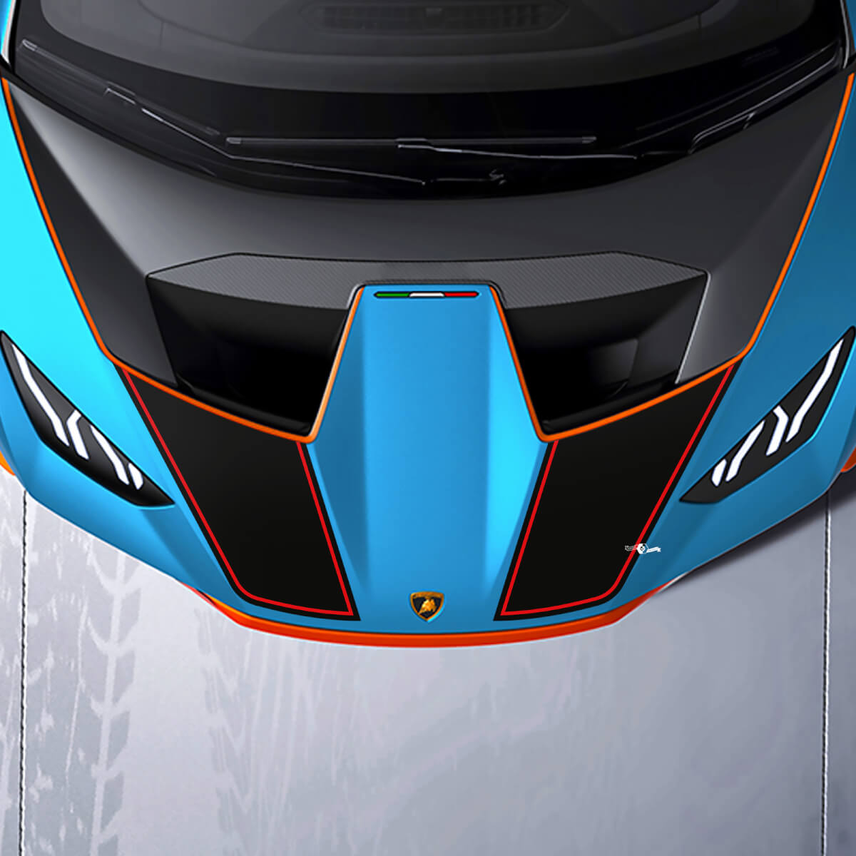 Motorhauben-Rennstreifen Vinyl Aufkleber Grafiken für Lamborghini STO
