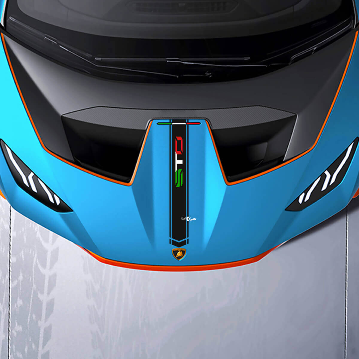 Italienischer Stil Konturstreifen Motorhauben-Vinylaufkleber für Lamborghini Huracán