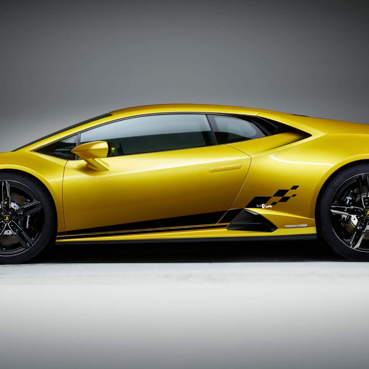 Seitenkarierte Renn-Vinyl-Aufklebergrafiken für Lamborghini Huracan Evo
