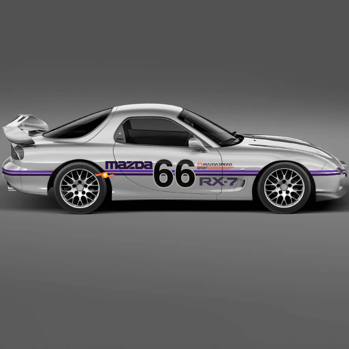 Vollständiger 66 Kit Seitliche Motorhaubenstreifen-Aufkleber - Individueller Vinylaufkleber für Mazda RX-7 Sport
