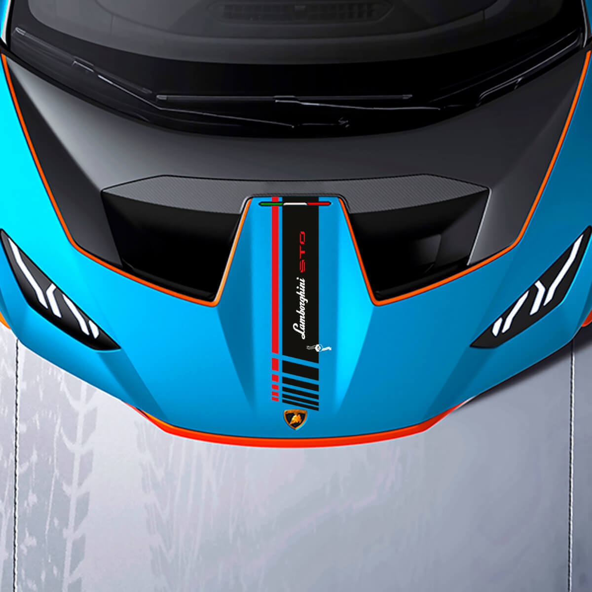 Motorhaube Zentrale karierte Streifen Racing Vinyl Aufkleber Grafiken für Lamborghini STO

