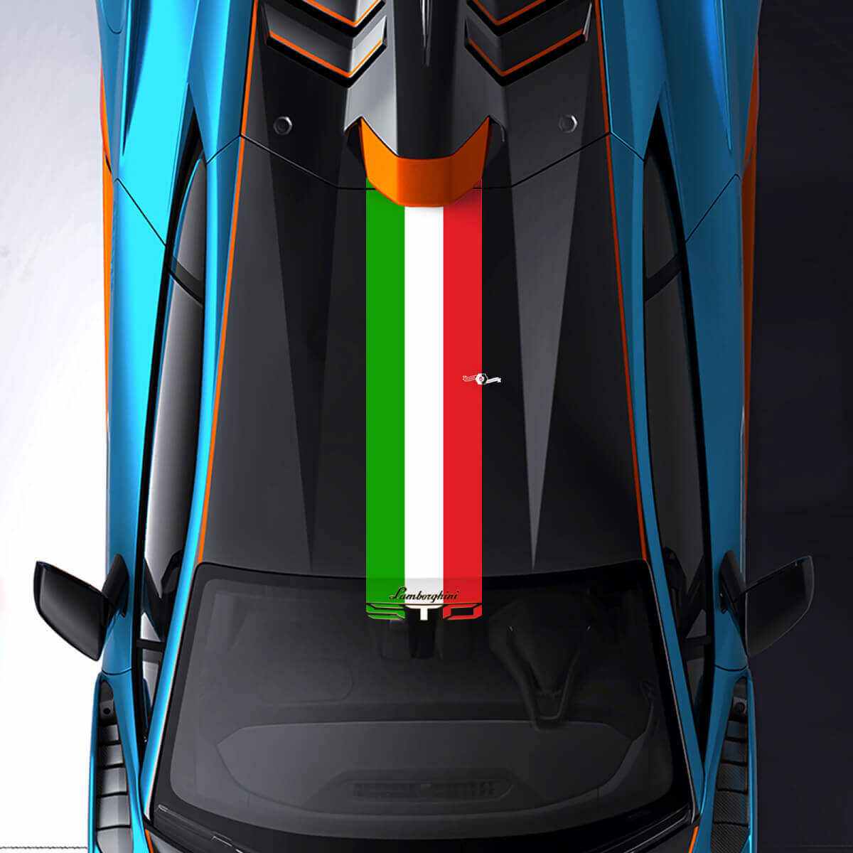 STO Italienische Flaggen-Streifen Dach Windschutzscheibe Vinyl Aufkleber für Lamborghini Huracán 2021-2024