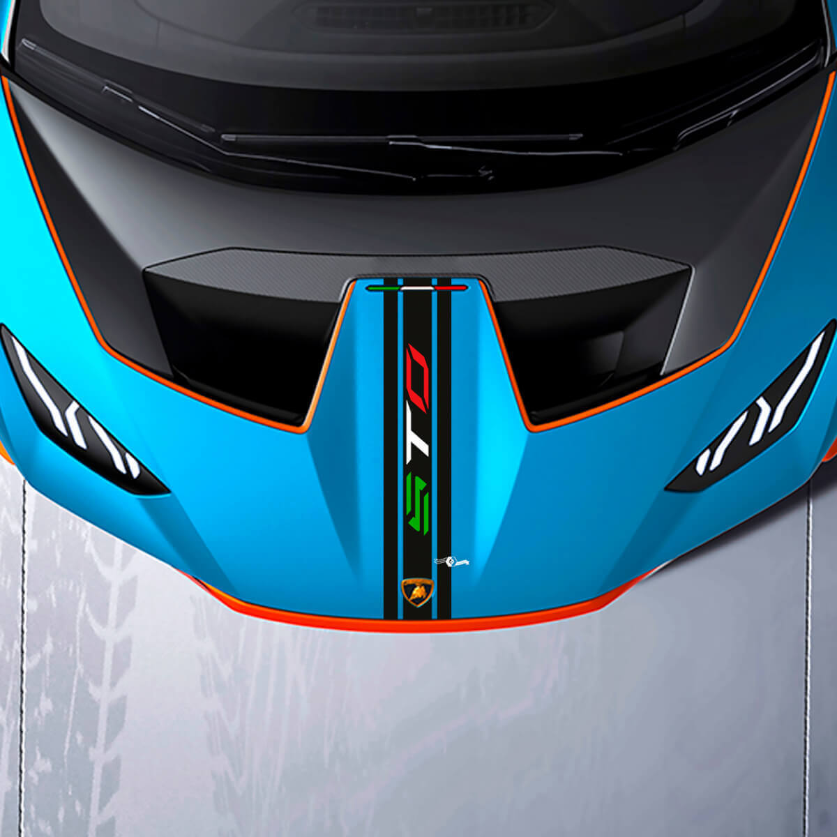 Motorhaube Zentralsstreifen STO Logo Racing Vinyl Aufkleber Grafiken für Lamborghini STO
