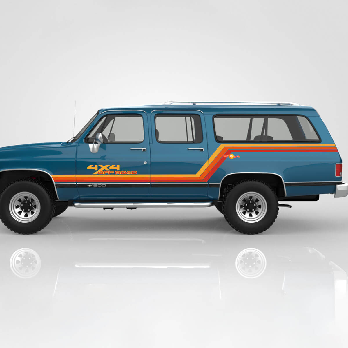 Grafik-Kits - Retro Vintage 4x4 Off-Road Streifen Vinyl Aufkleber für 1991er GMC Suburban
