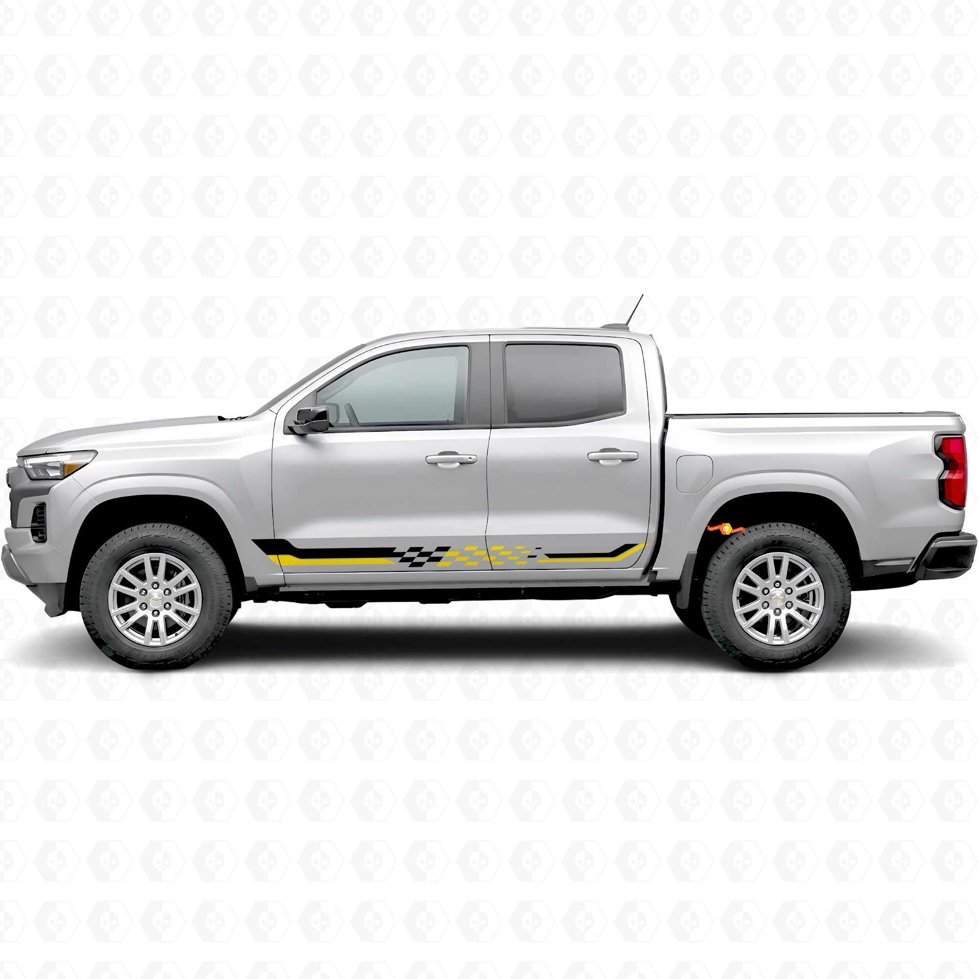 Schachbrett-Rennstreifen für Tür- und Schwellerverkleidung aus Vinyl für Chevrolet Colorado 3. Generation 2023-2026