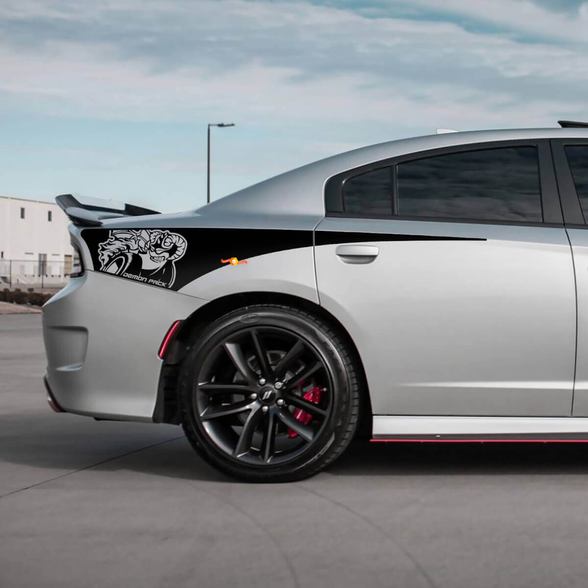 Demon Scat Pack Heckviertel-Seitenstreifen-Vinylaufkleber für Dodge Charger
