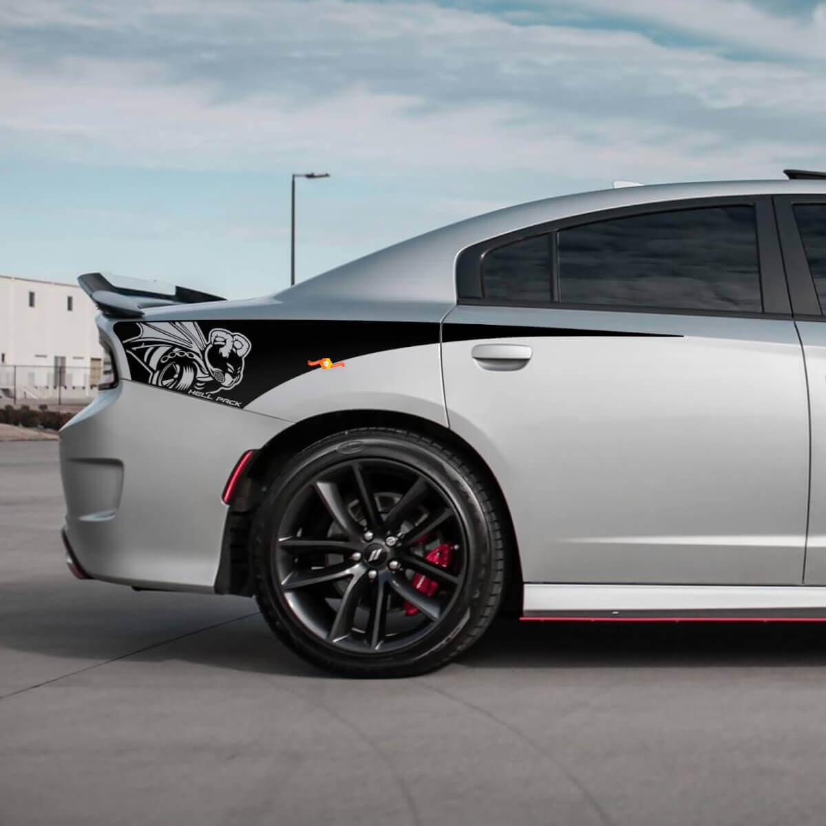 Demon Scat Pack Heckviertel-Seitenstreifen-Vinylaufkleber für Dodge Charger
