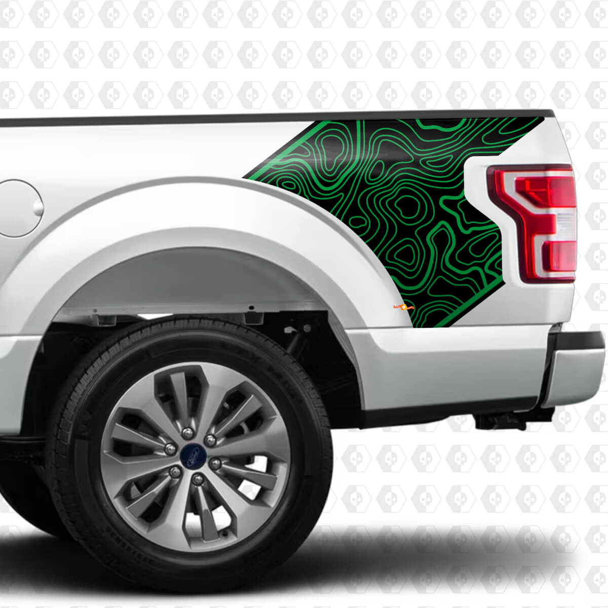 Paar Topografische Karten Seitenschlafgrafik Aufkleber für Ford F150 Raptor