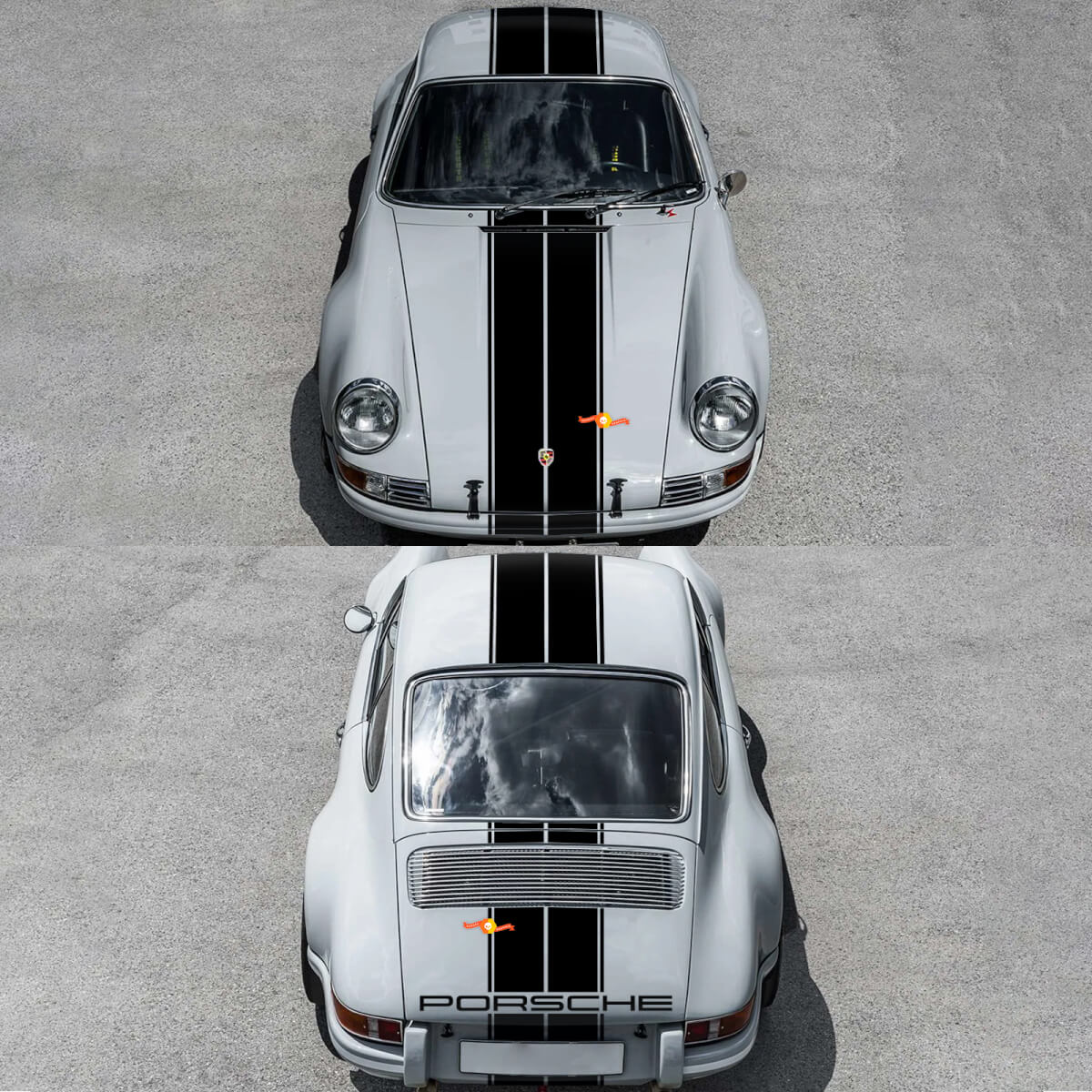 Motorhaube Dach Heck Porsche Doppelstreifen Aufkleber für Porsche 911 ST 1970