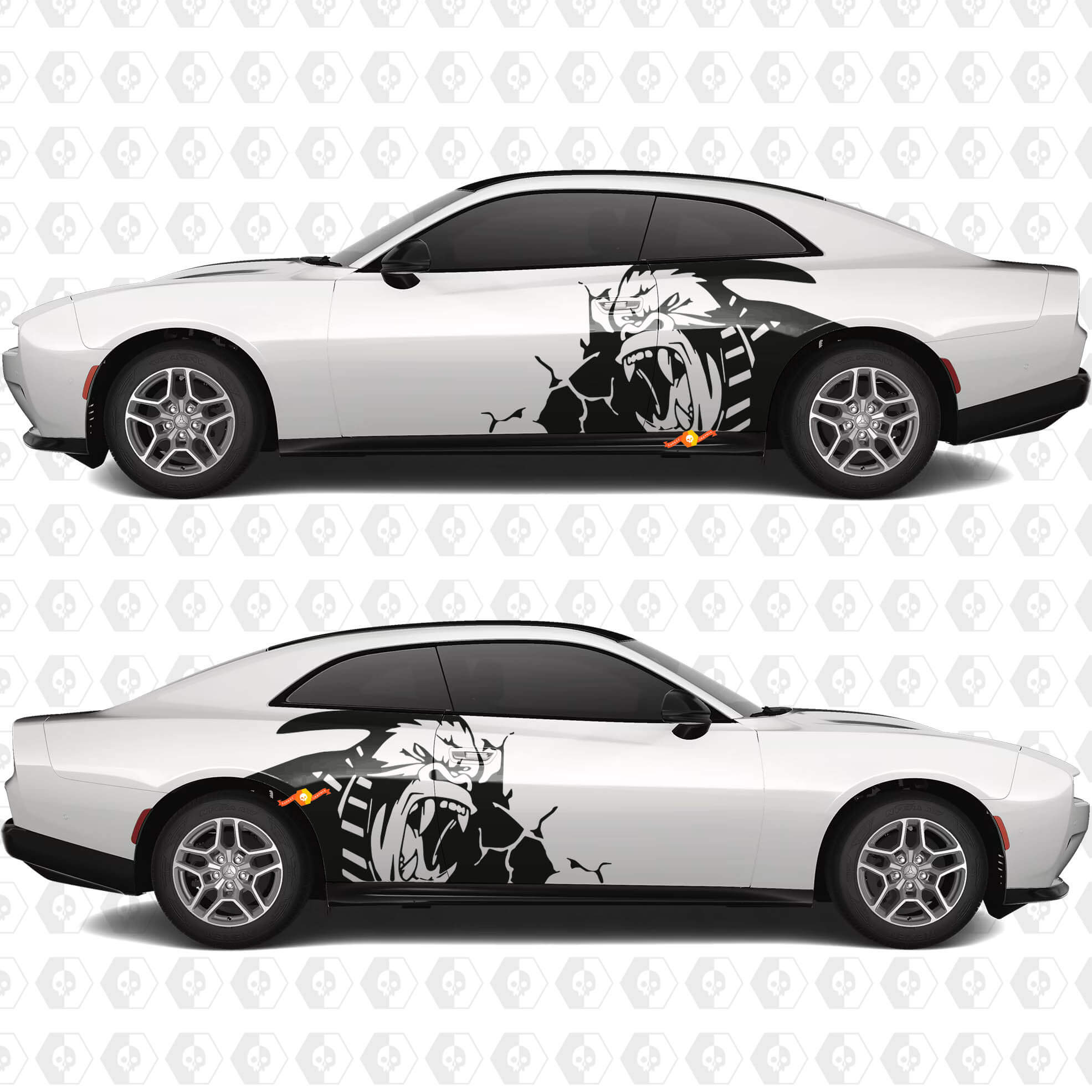 Seite Angry Gorilla Kong Seite Dodge Challenger oder Charger Aufkleber Sticker

