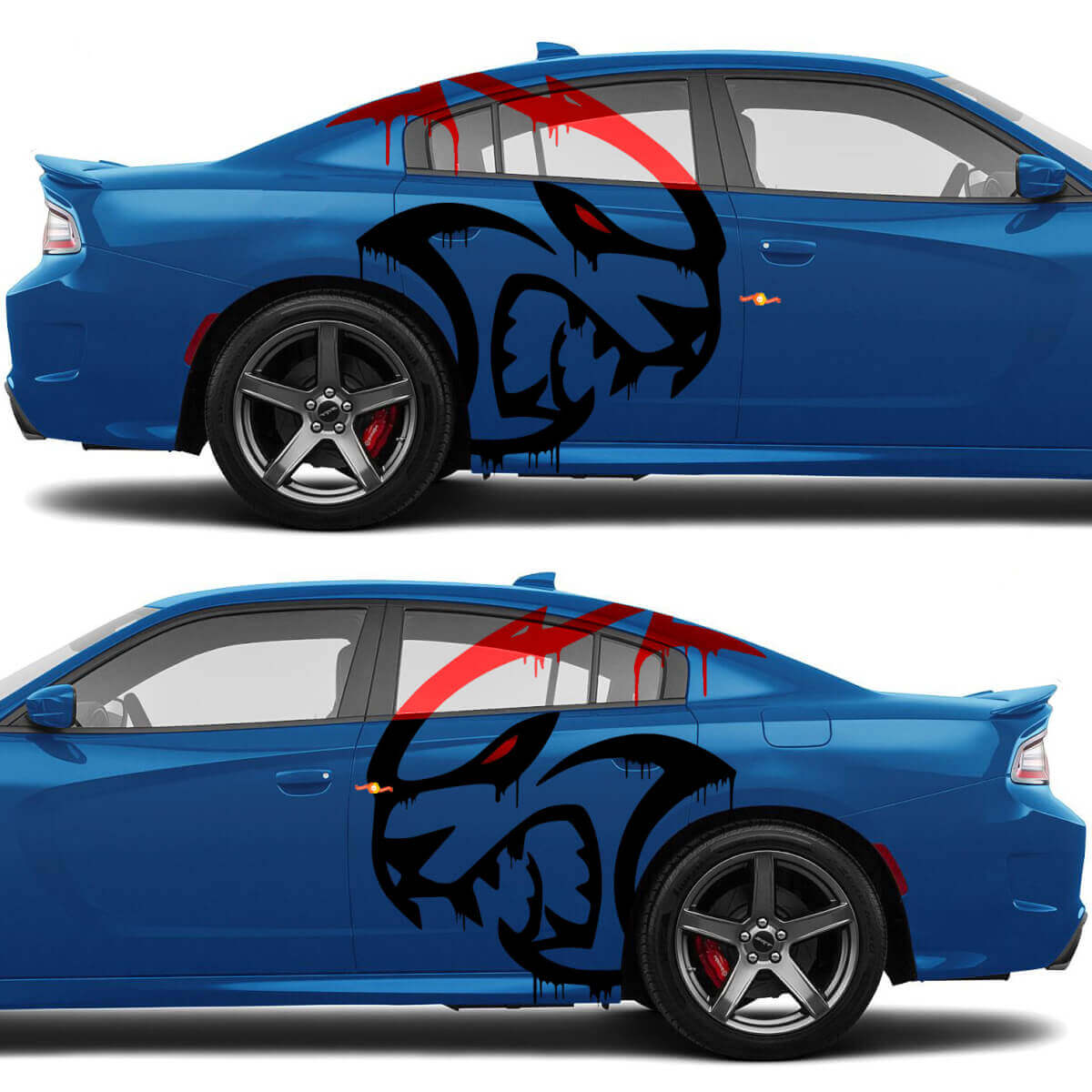 Blood Hellcat Seiten-Vinyl-Aufkleber-Set für Dodge Challenger oder Charger