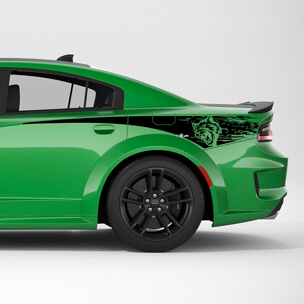 Hellcat Used-Look Heckkotflügel-Seitenstreifen Vinyl-Aufkleber-Kit für Dodge Charger