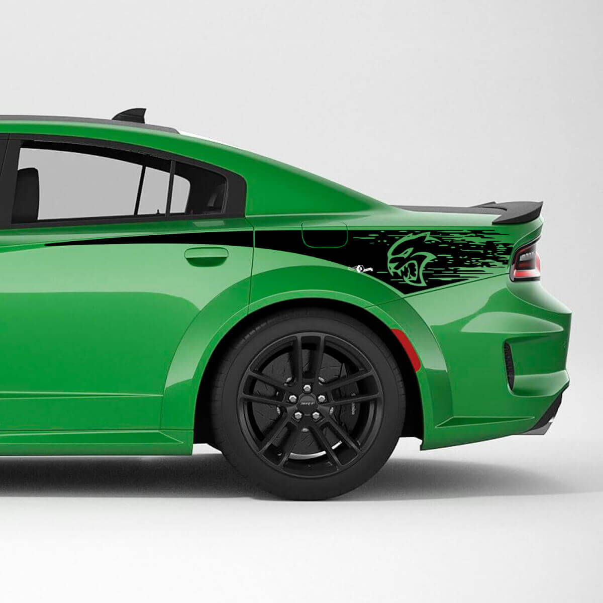 Hellcat Used Look Heckseitliche Streifen Vinylaufkleber für Dodge Charger