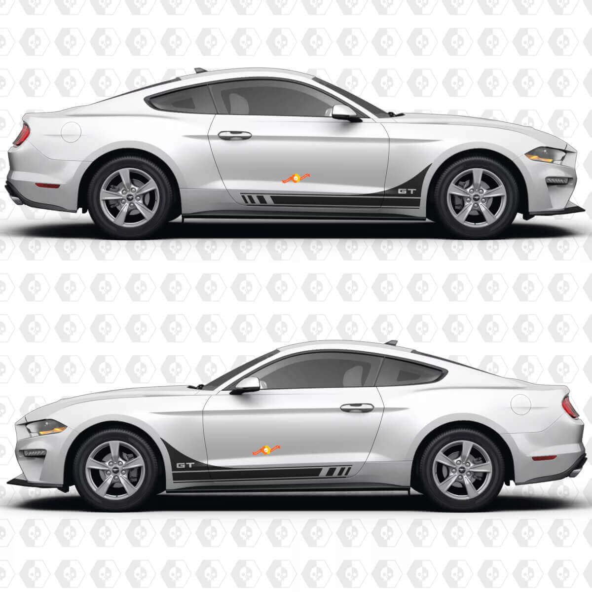 GT Seitentüren Racing Streifen Vinyl Aufkleber Sticker Grafik 2 für Musclecar Musclecarmodel GT
