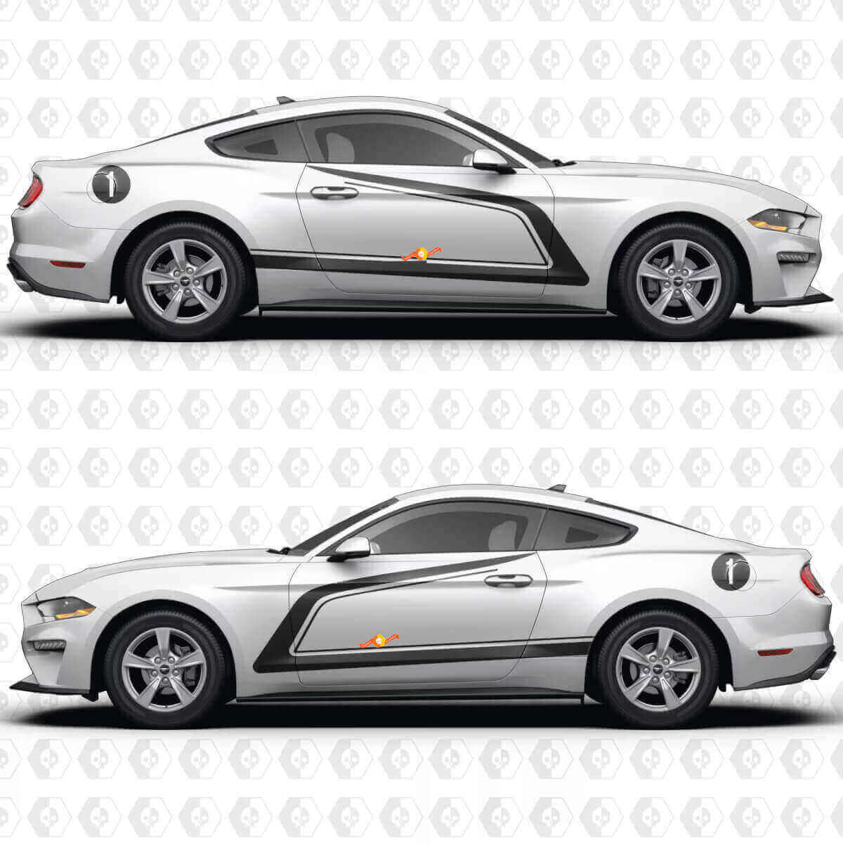 Nummer- und Seiten-Rennstreifen Vinyl-Aufkleber Set für Musclecar Musclecarmodel