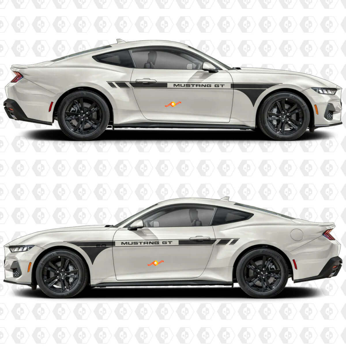 Beschriftung GT Seitentüren Racing Stripes Vinyl Aufkleber Sticker Grafik für Musclecar Musclecarmodel GT