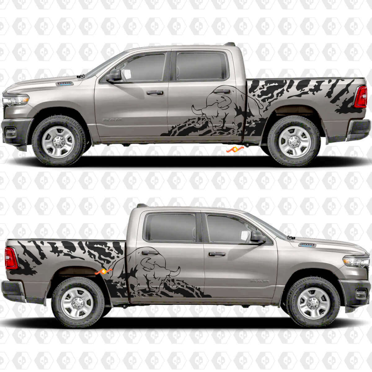 Bull Splash Seitentüren Aufkleber Decals Grafiken für Dodge RAM 1500 2500 3500