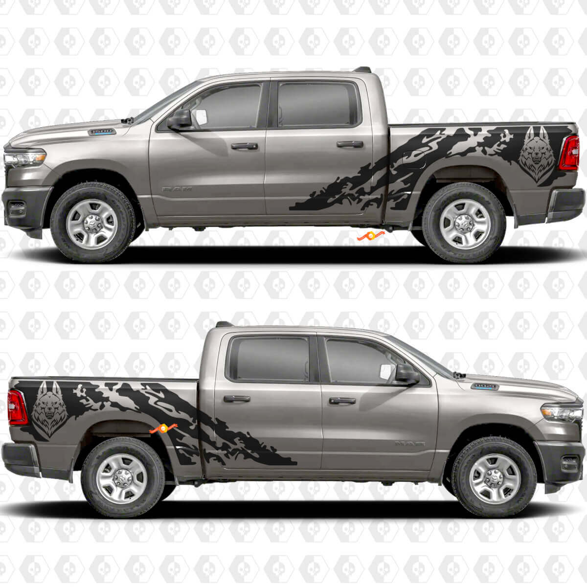 Wolf Schlammspritzschutz Seiten Vinyl-Aufkleber für Dodge Ram 1500