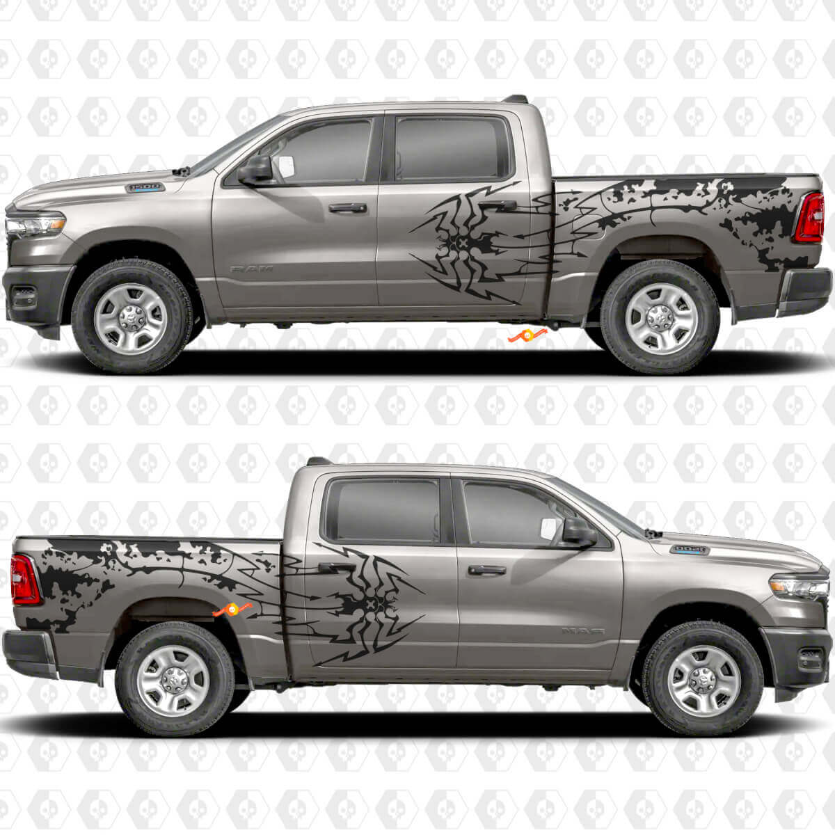 Spider- und Splash-Seiten-Vinyl-Aufkleber-Set für Dodge Ram 1500