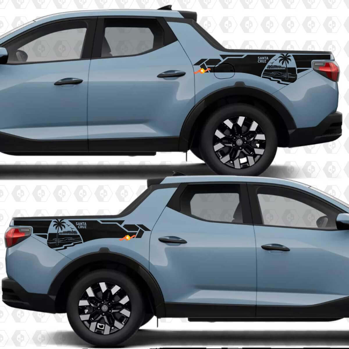 Beach Palm Nachttisch Vinyl-Aufkleberset für Hyundai Santa Cruz