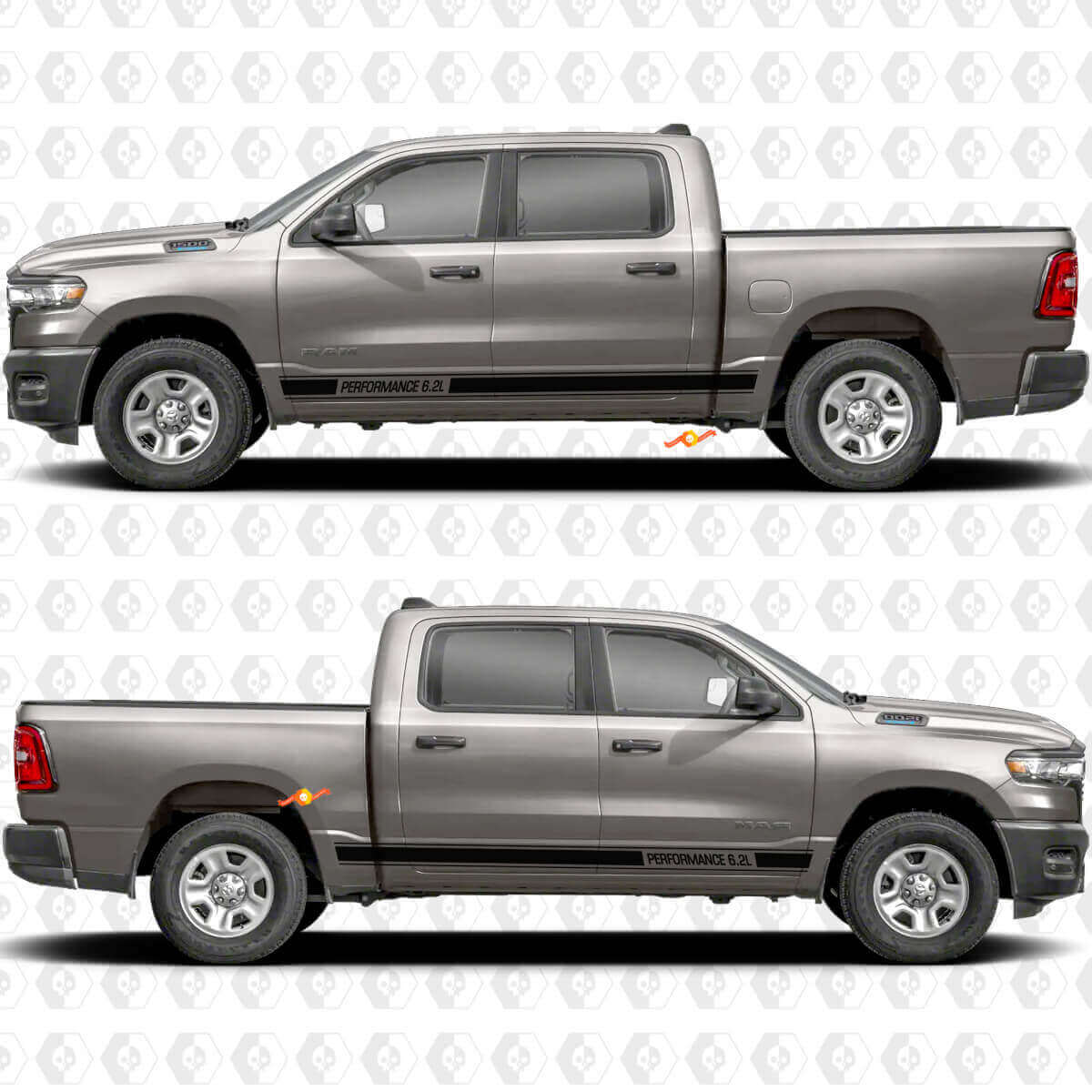 Individuelle Performance-Schweller Seiten Türen Streifen Aufkleber Decals Grafiken für Dodge RAM 1500