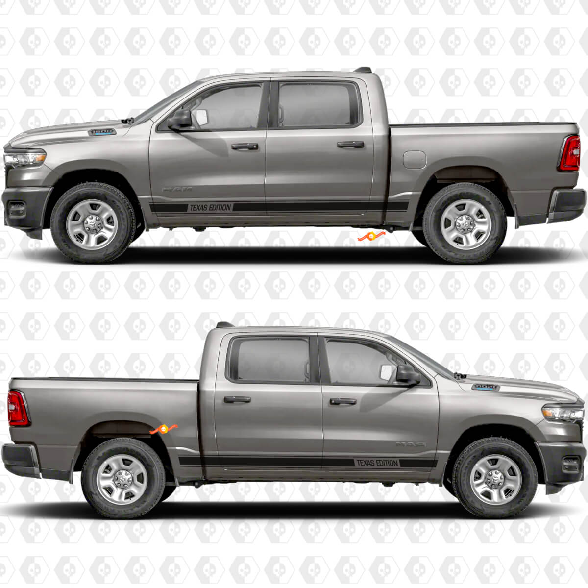 Custom Text Rocker Panel Side Doors Stripes Stickers Decals Graphics for Dodge RAM 1500 2500
