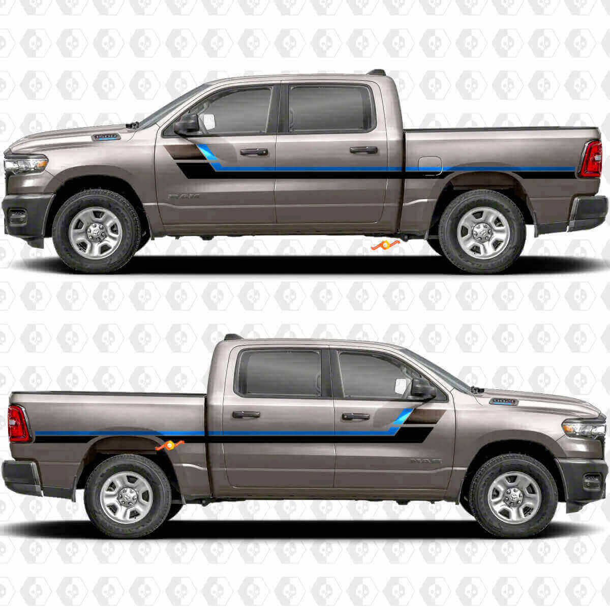 Retro-Stil Seitenstreifen Vinyl-Aufkleber-Set für Dodge Ram 1500