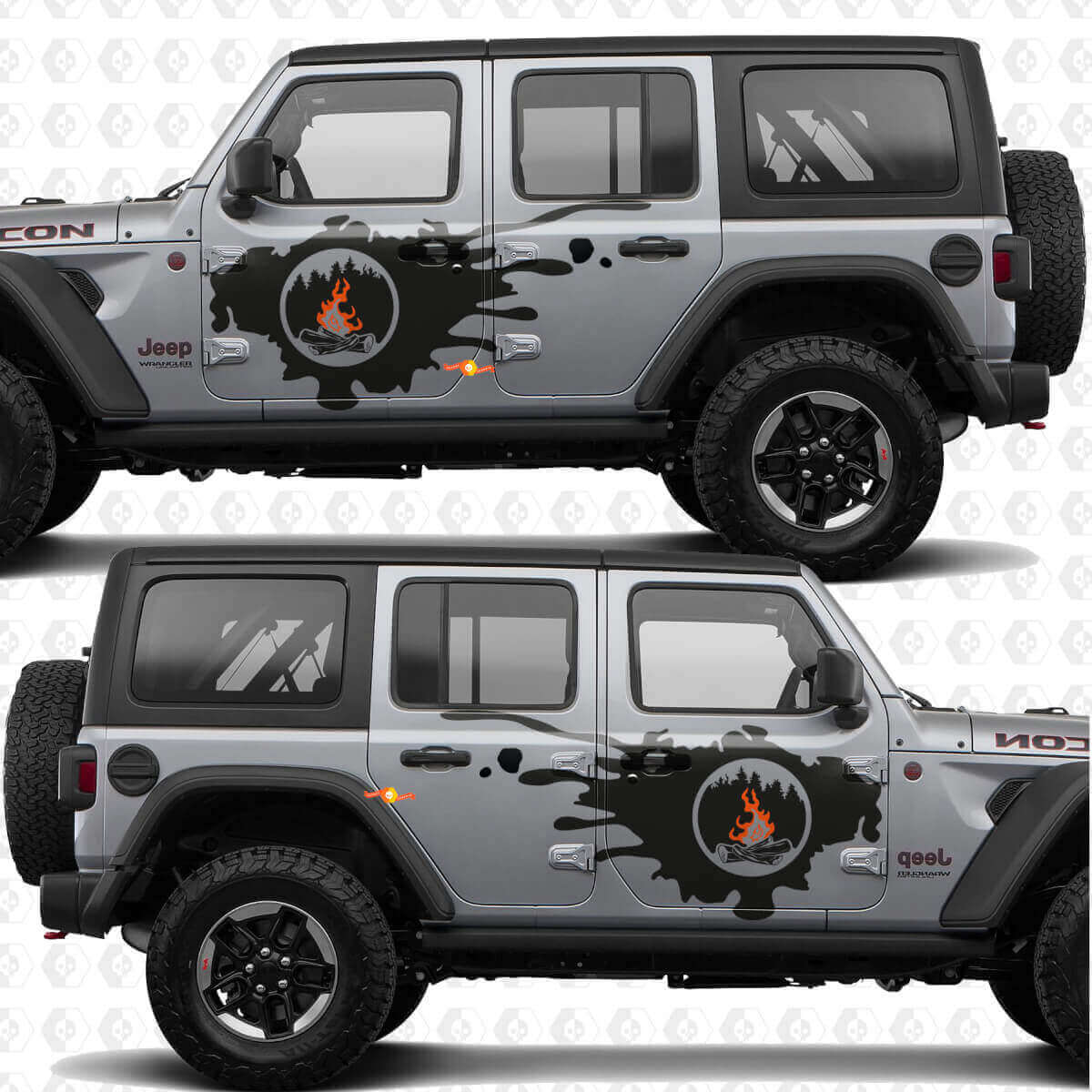Campfire Seitentür Vinyl-Aufkleber-Set für Jeep Wrangler