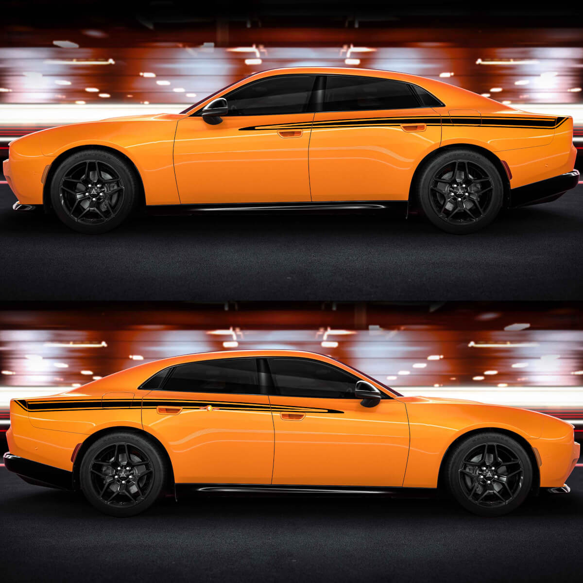 Hinteres Seitenteil Racing-Streifen-Kit Vinyl-Aufkleber-Grafik für Dodge Charger Daytona
