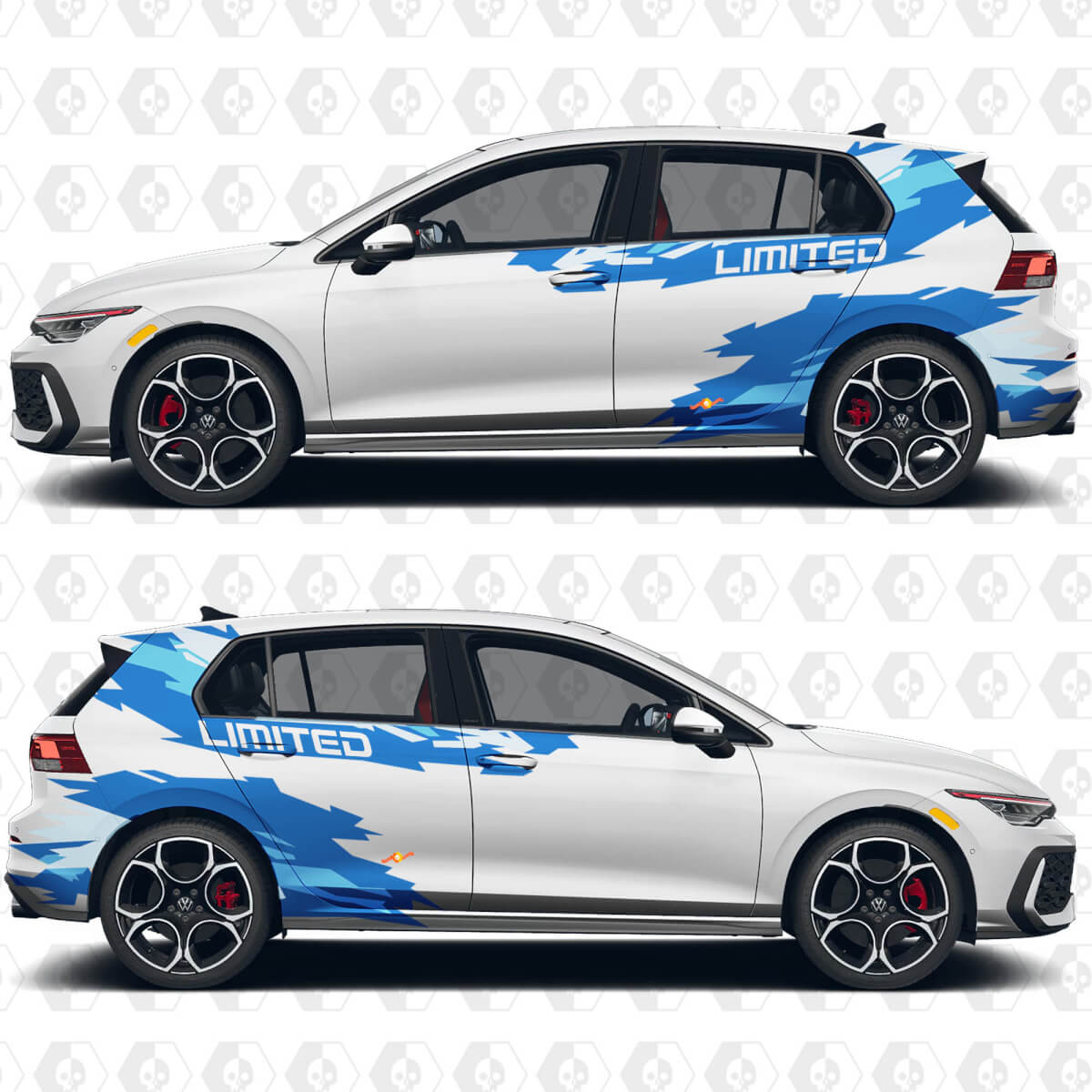 Personalisierbare Sport-Vinyl-Aufkleber mit Wunschtext für Volkswagen Golf GTI

