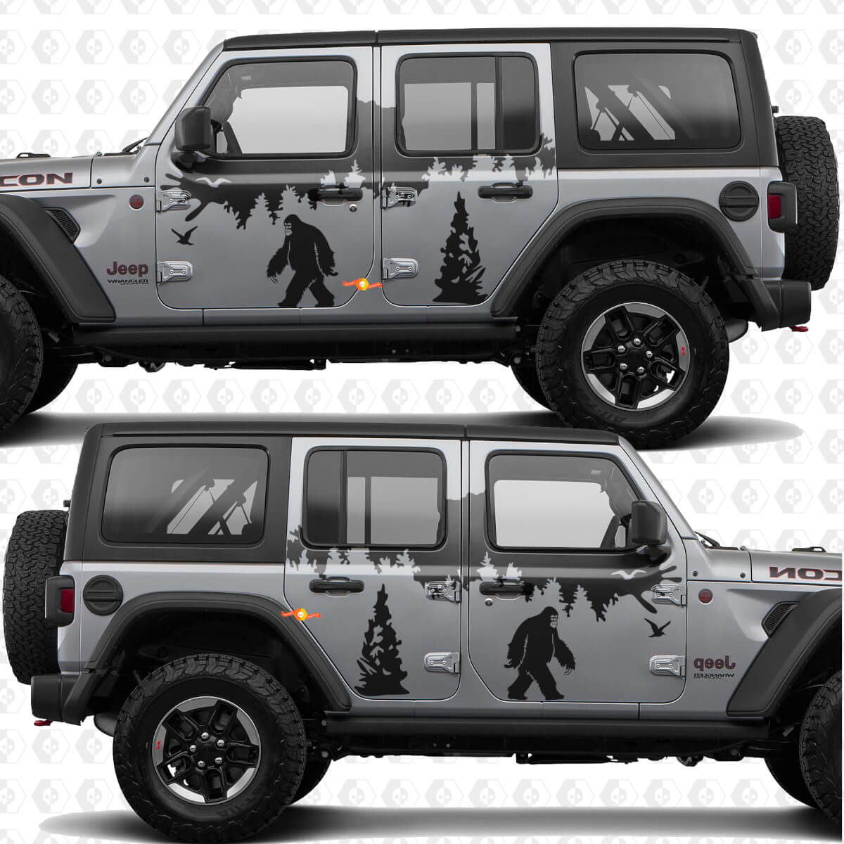Berge Natur Yeti Sasquatch Seitentüren Streifen Vinyl Aufkleber für Jeep Wrangler