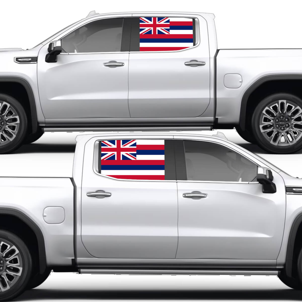 Hawaiische Flagge Seitenfenster Vinyl-Aufkleber für GMC Sierra 2023