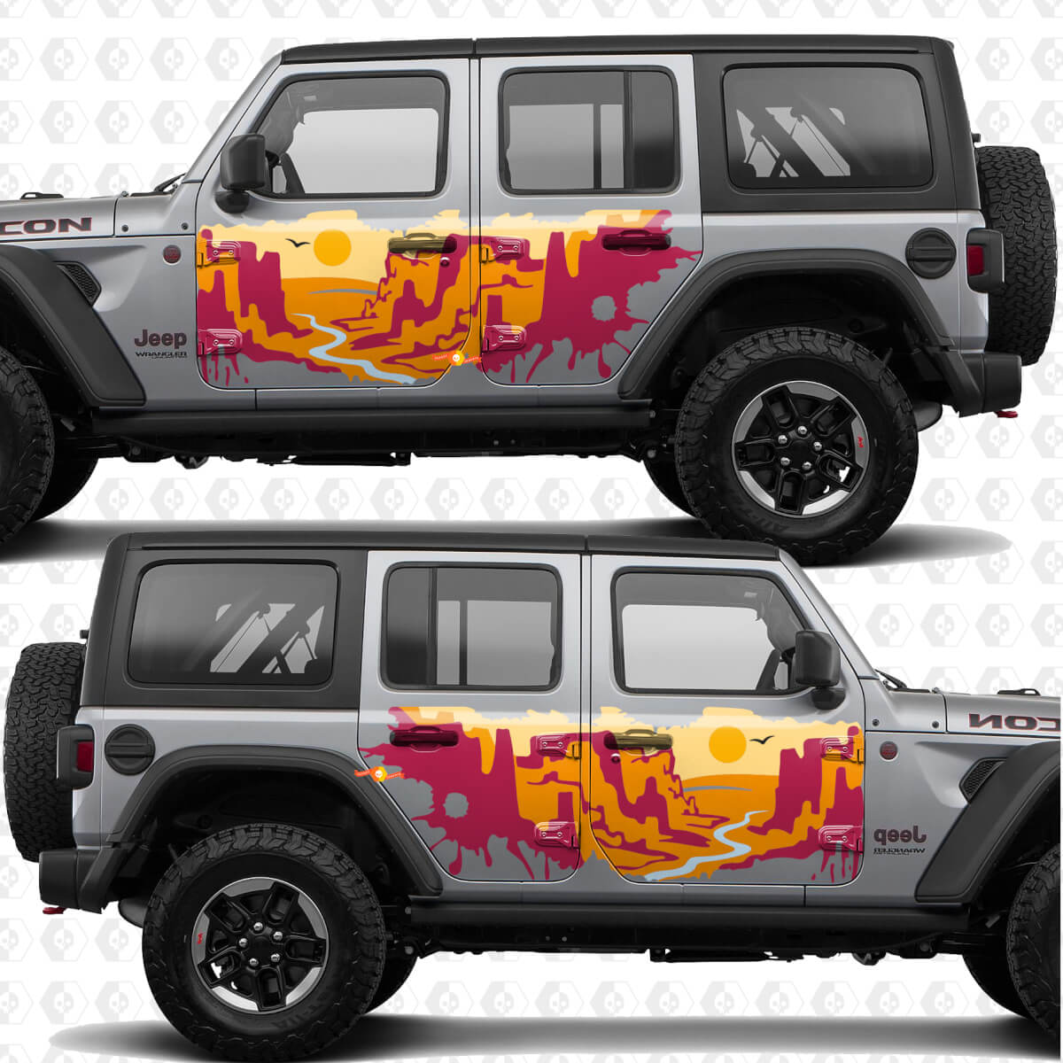 Sunset Desert Canyon Seiten Türen Streifen Vinyl Aufkleber passend für Jeep Wrangler